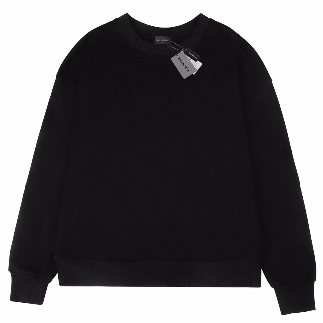 Collar print embroidered sweatshirt