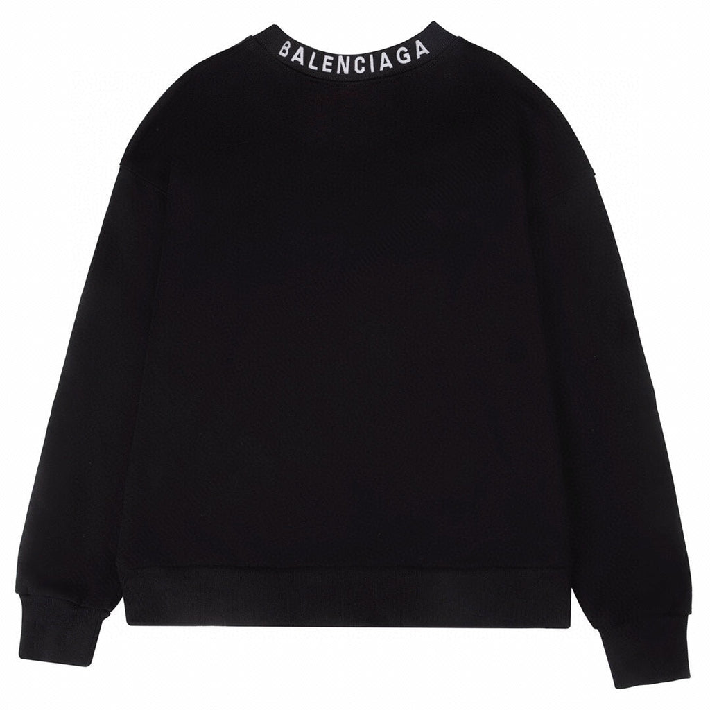 Collar print embroidered sweatshirt