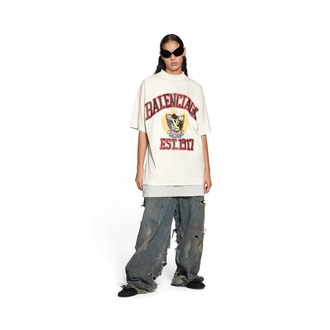 WOMEN'S DIY COLLEGE T-SHIRT MEDIUM FIT IN WHITE