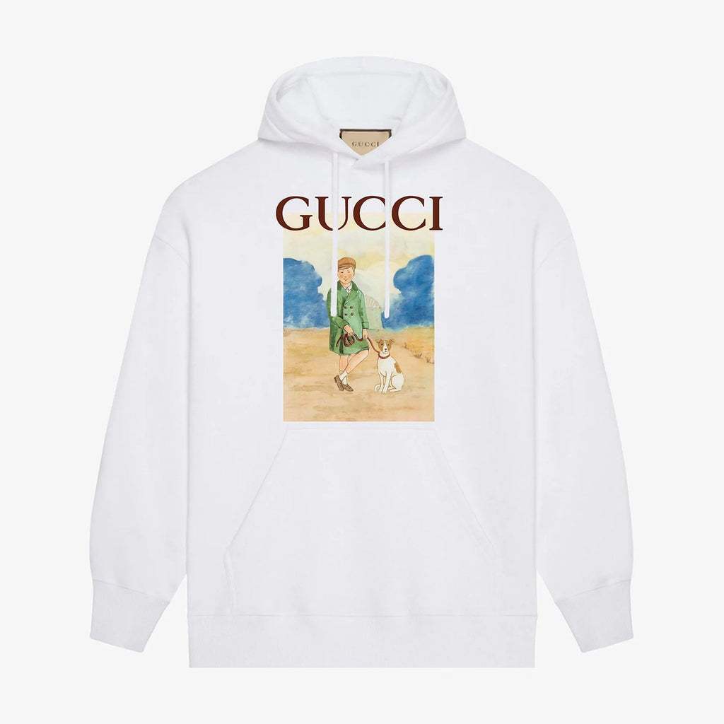Children and dogs printed hoodie